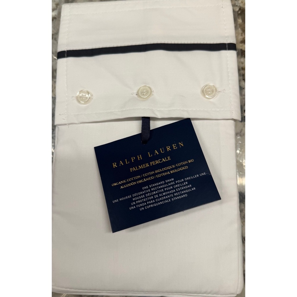 Ralph Lauren Palmer Percale Organic Cotton Standard Sham Loft Gray